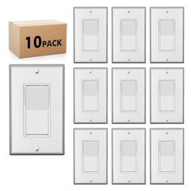 Single Pole Decorator Light Switch Silver 10pack