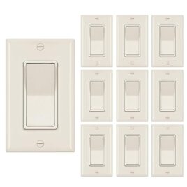 Single Pole Decorator Light Switch Ivory 10pack